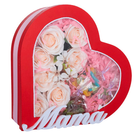 Caja Corazon Con Flores