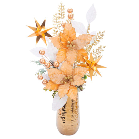 Arreglo Floral Nochebuenas Oro