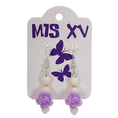 Fantasías Miguel Clave:IP2389 Aretes Xv Años Con Flor