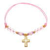 Fantasías Miguel Clave:IP2492 Pulsera Rosa Con Cruz Boda