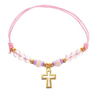 Fantasías Miguel Clave:IP2492 Pulsera Rosa Con Cruz Boda