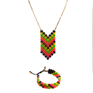 Collar Y Pulsera Tubitos Colores