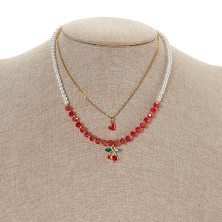Collar De Cerezas Y De Corazón