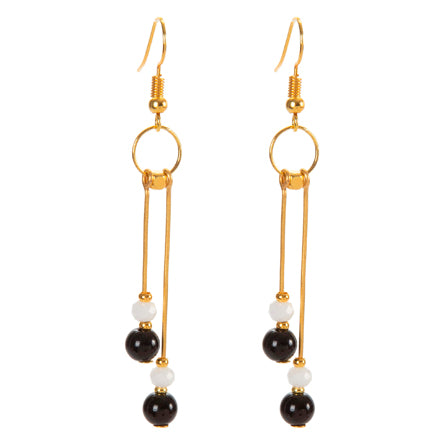 Aretes Largos Negros Con Blanco