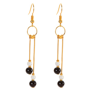 Aretes Largos Negros Con Blanco