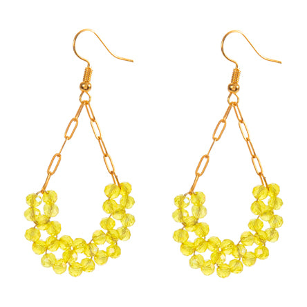 Aretes Amarillos Con Cadena