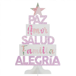 Arbol Deseos Navidad Rosa-Blanco