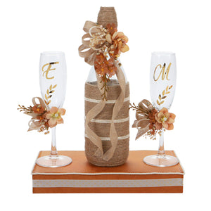 Juego De Copas Y Botella Boda Natural