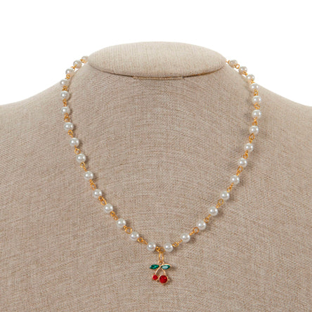 Collar De Perlas Con Dije Cereza