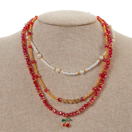 Collar Rojo Con Dije Cereza