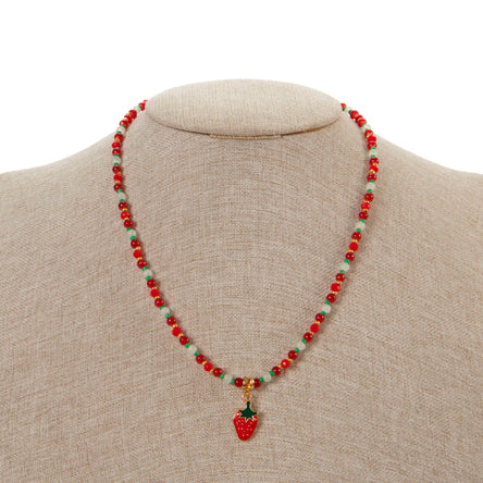 Collar Rojo Dije Fresa