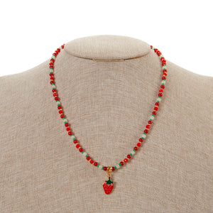 Collar Rojo Dije Fresa