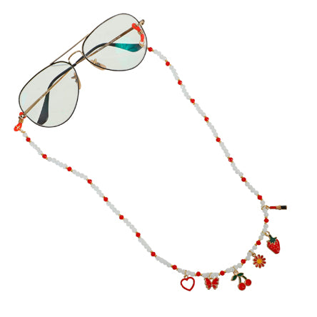 Colgante Para Lentes Blanco Con Cerezas
