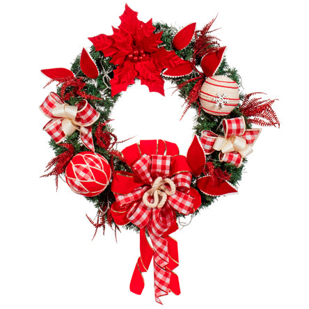 Corona Navideña Rojo-Crema