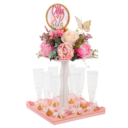 Despachador De Copas Xv Años Rosa-Blanco