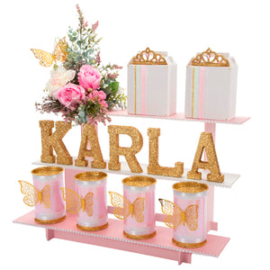 Escalera Con Recuerdos Xv Años Rosa