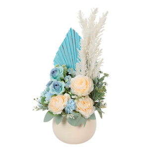 Arreglo Floral Boho Azul/Crema