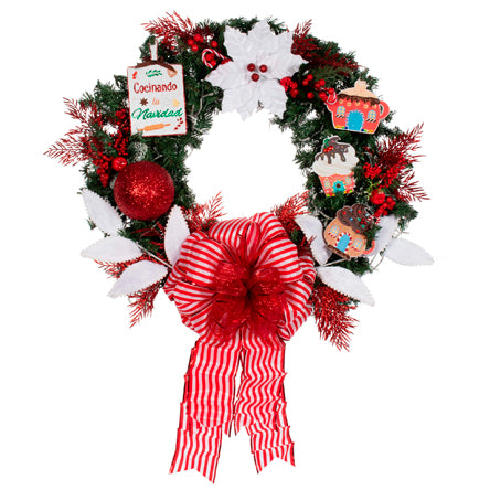 Corona Navideña Rojo-Blanco