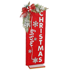 Letrero Merry Christmas Rojo Moño