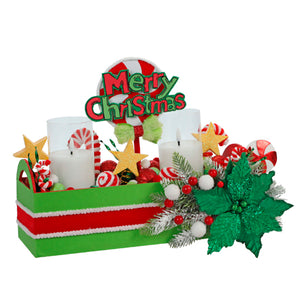 Centro De Mesa Navideño Verde-Rojo