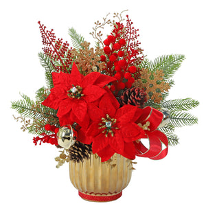 Arreglo Navideño Nochebuenas Rojo-Oro