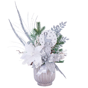 Arreglo Navideño Blanco-Plata