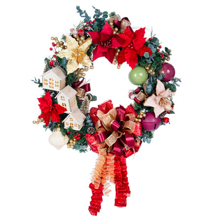 Corona Navideña Rustica Vino Casitas