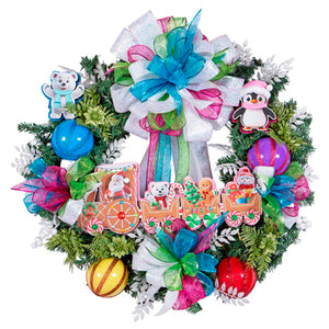 Corona Navideña Tren Santa