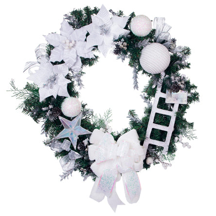 Corona Navideña Blanco-Plata