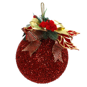 Esfera Escarchada Navideña Rojo-Oro