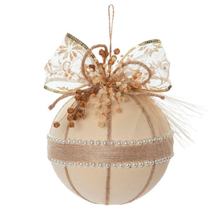 Esfera Navideña Marfil Rustica