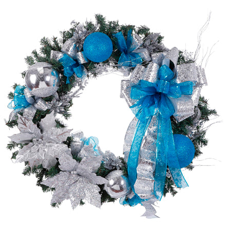 Corona Navideña Azul-Plata