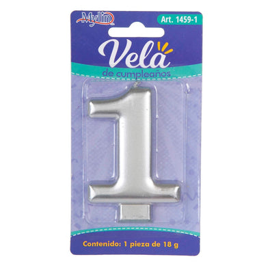 Fantasías Miguel Art.1459 Vela Cumpleaños Número Plata 8.2x5.5cm 1pz