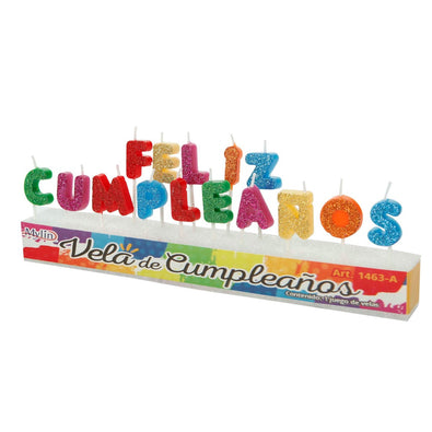 Fantasías Miguel Art.1463 Velas Happy Birthday Y Feliz Cumpleaños (aprox 13pz) 7cm paquete