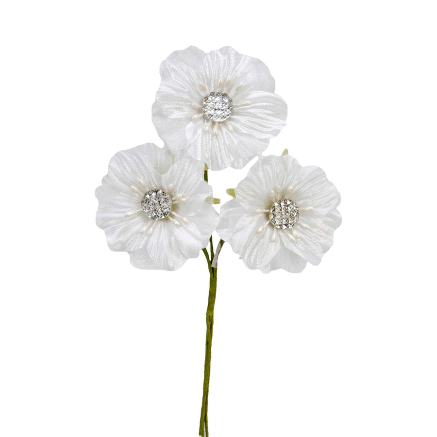 Art.3537 Flor De Papel Fina Con Piedra x3 Flores
