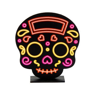 Fantasías Miguel Art.4411 Calavera Color Neón Con Base 18.5x16.5x4cm 1pz