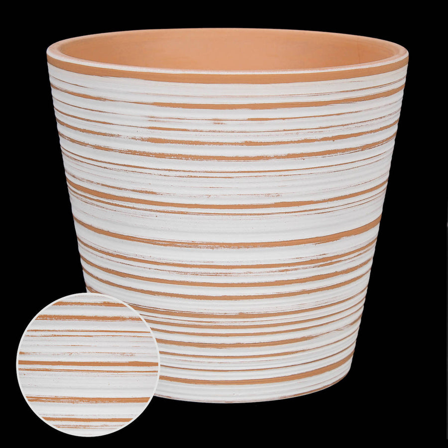 Art.600 Maceta De Barro Con Grecas 12.5x13.7cm 1pz