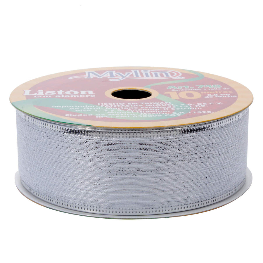 Art.748 Listón Metálico Brillante Con Orilla De Alambre