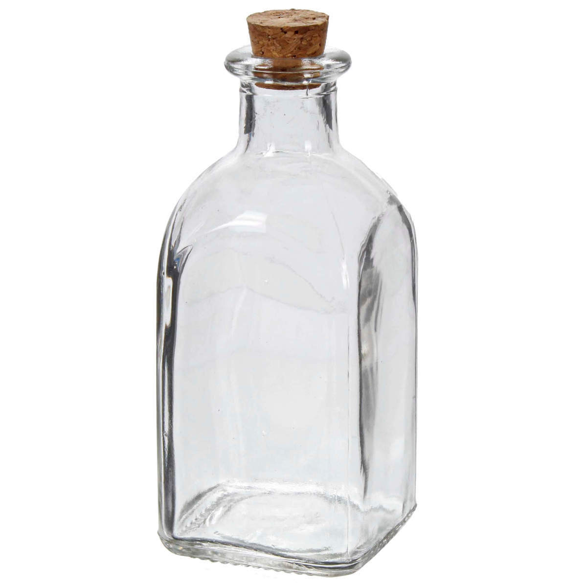 Botella De Vidrio Rectangular Con Corcho 162ml 11.5x5cm