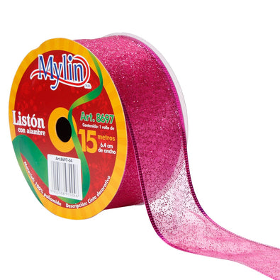 Fantasías Miguel Art.8697 Listón Organza Con Diamantina 6.4cm  15m 1pz