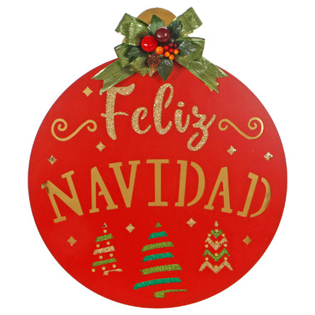 Esfera Feliz Navidad Rojo/Oro