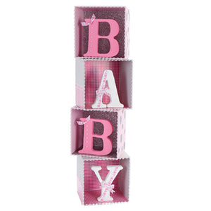 Letrero En Caja Tipo Cubo Rosa/Plata Con Letras De Unicel