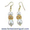 Fantasías Miguel Clave:AD632 Aretes De Perlas Para Boda, Blanco – Oro