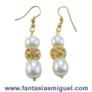 Aretes De Perlas Para Boda, Blanco – Oro