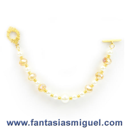 Pulsera Con Perla Oro / Marfil