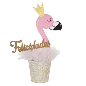 Centro De Mesa Flamingo Rosa Oro