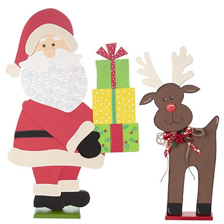Santa Con Reno Y Regalos