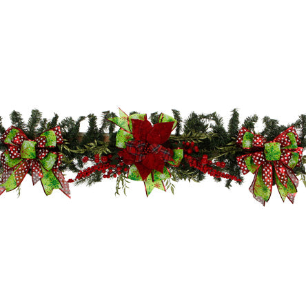 Guia Navideña Con  Liston Puntos Y Nochebuena Roja