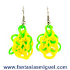 Fantasías Miguel Clave:AN122 Aretes Mariposa, Amarillo/Verde Limón