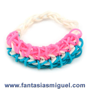 Pulsera Con Ligas Agua/Blanco/Rosa